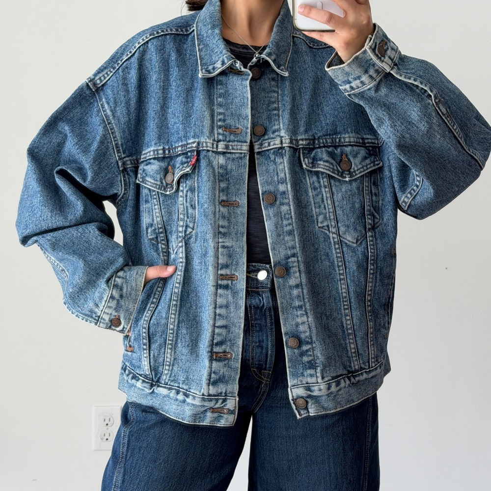Vintage Levi's Denim Trucker Jacket Large 70507 Made USA 90s Fade Type 3